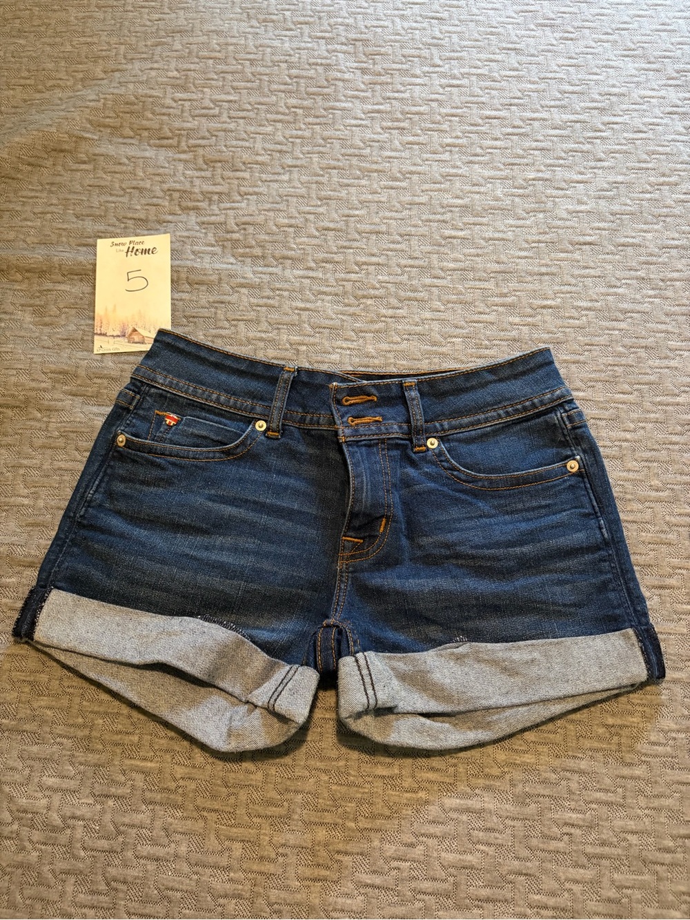 Hudson Jeans Dark Blue Denim Rolled Cuff Shorts
